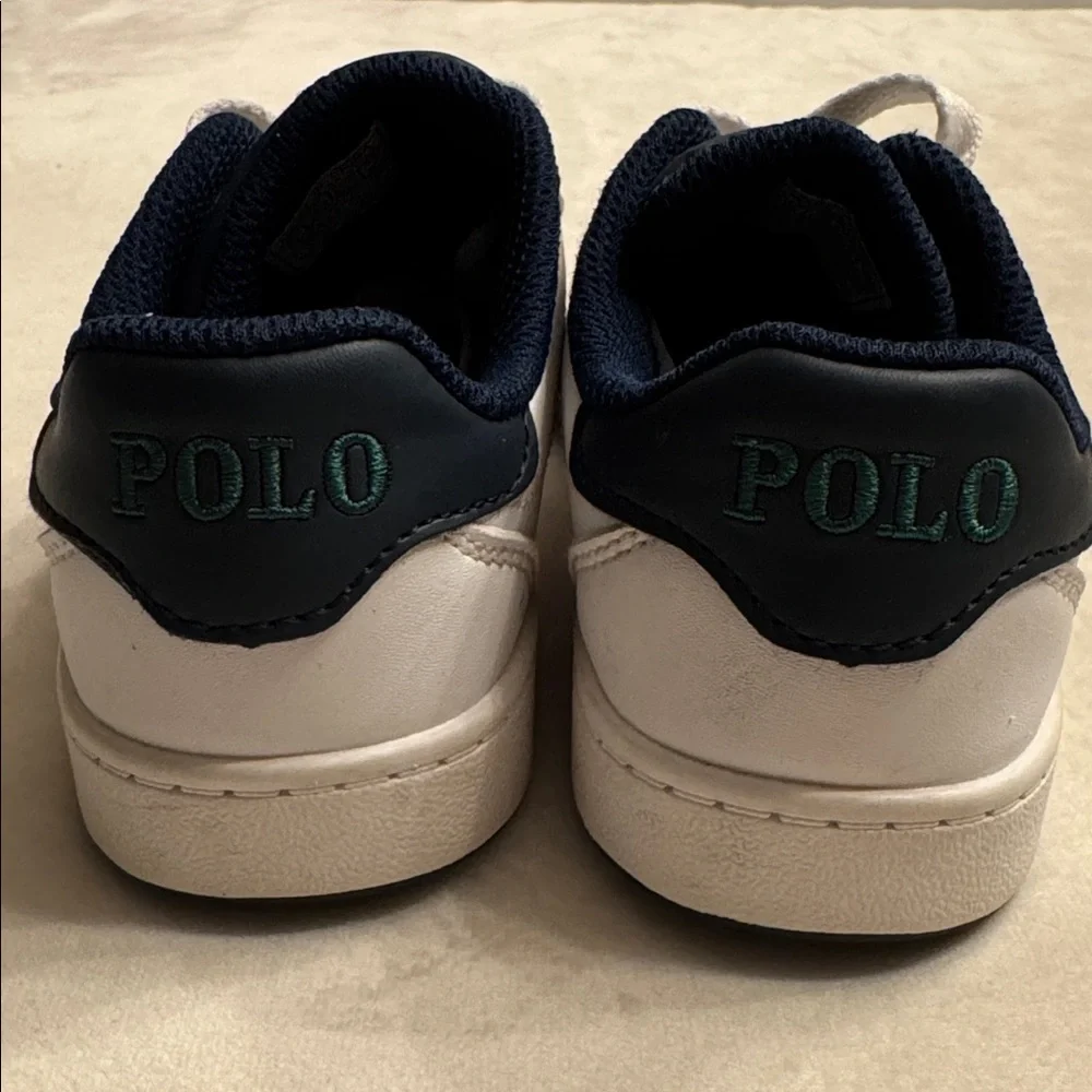 Polo Ralph Lauren Kids White Sneakers w/ Embroidered Polo Bear, sz 13 - Picture 5 of 8